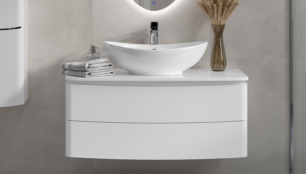 Тумба Velvex Luna 1000-0-2 со столешницей навесная белый под раковину 7027A (tp.LUN.100.2Y) - фото 2