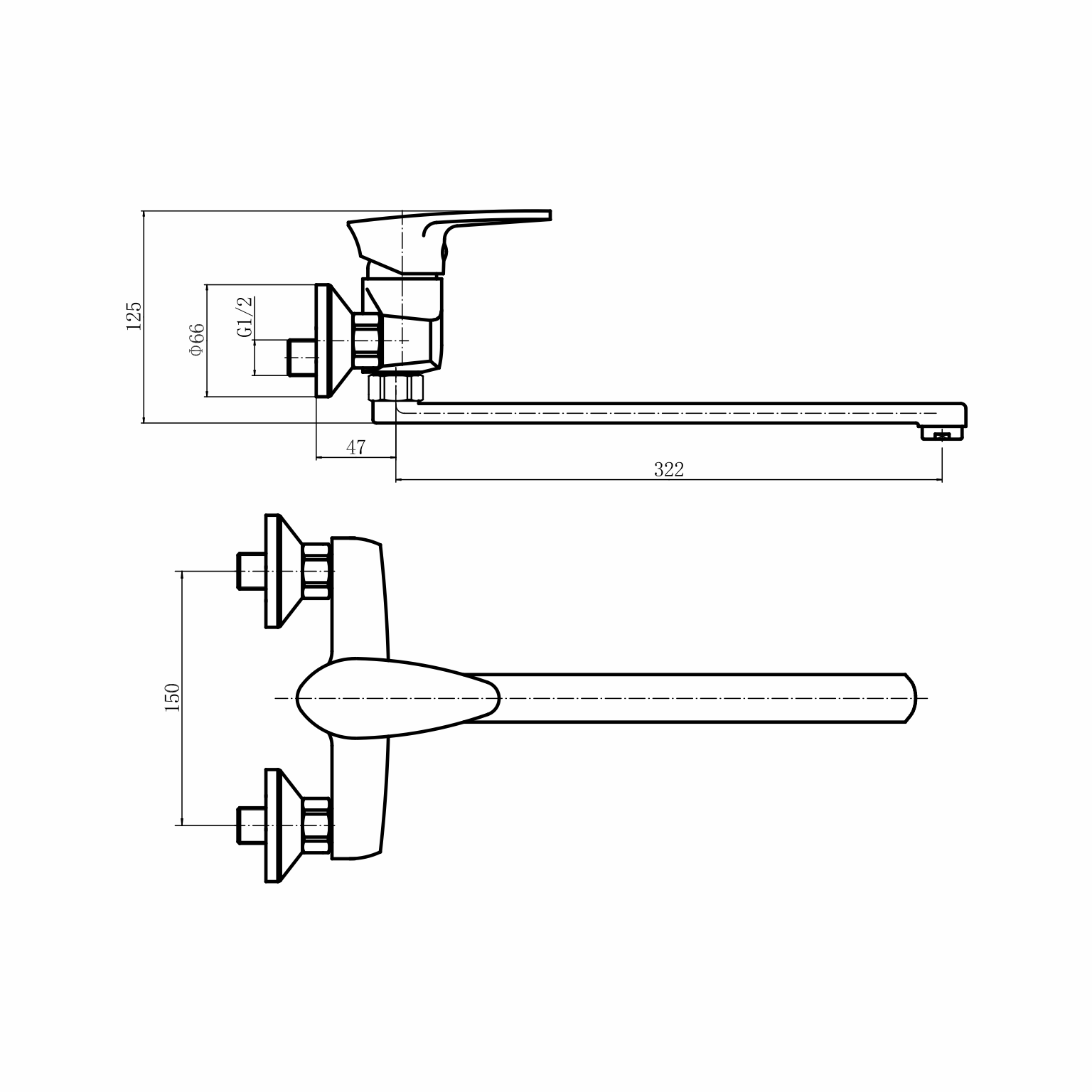 Смеситель для кухни/умывальника PLSTART настенный белый (PL4605-8) - фото 2