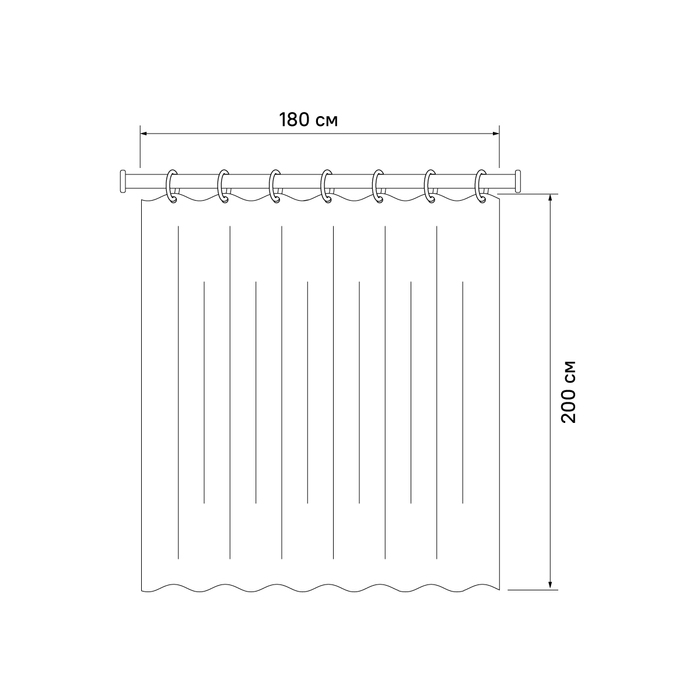 Штора для ванной IDDIS Base 200x180 см, Полиэстер (BX05P18i11) - фото 2