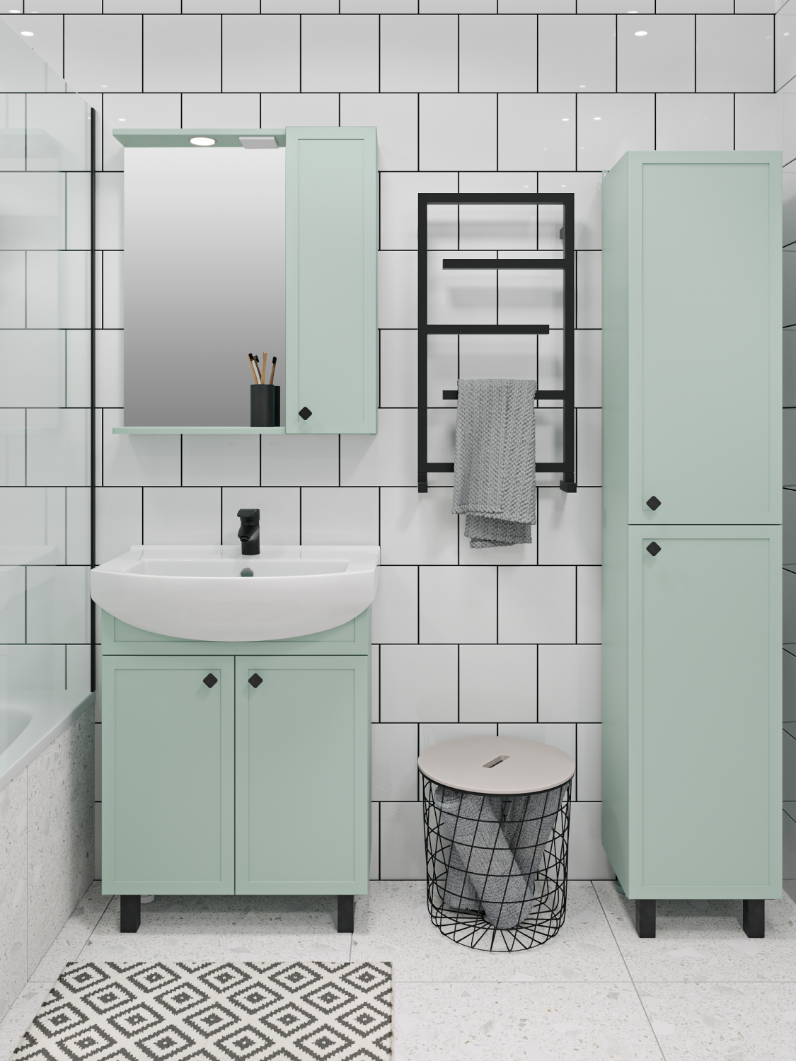 Тумба Runo Римини 65 мята под умывальник 00-00001182 (Best 65) (00-00001273) - фото 2