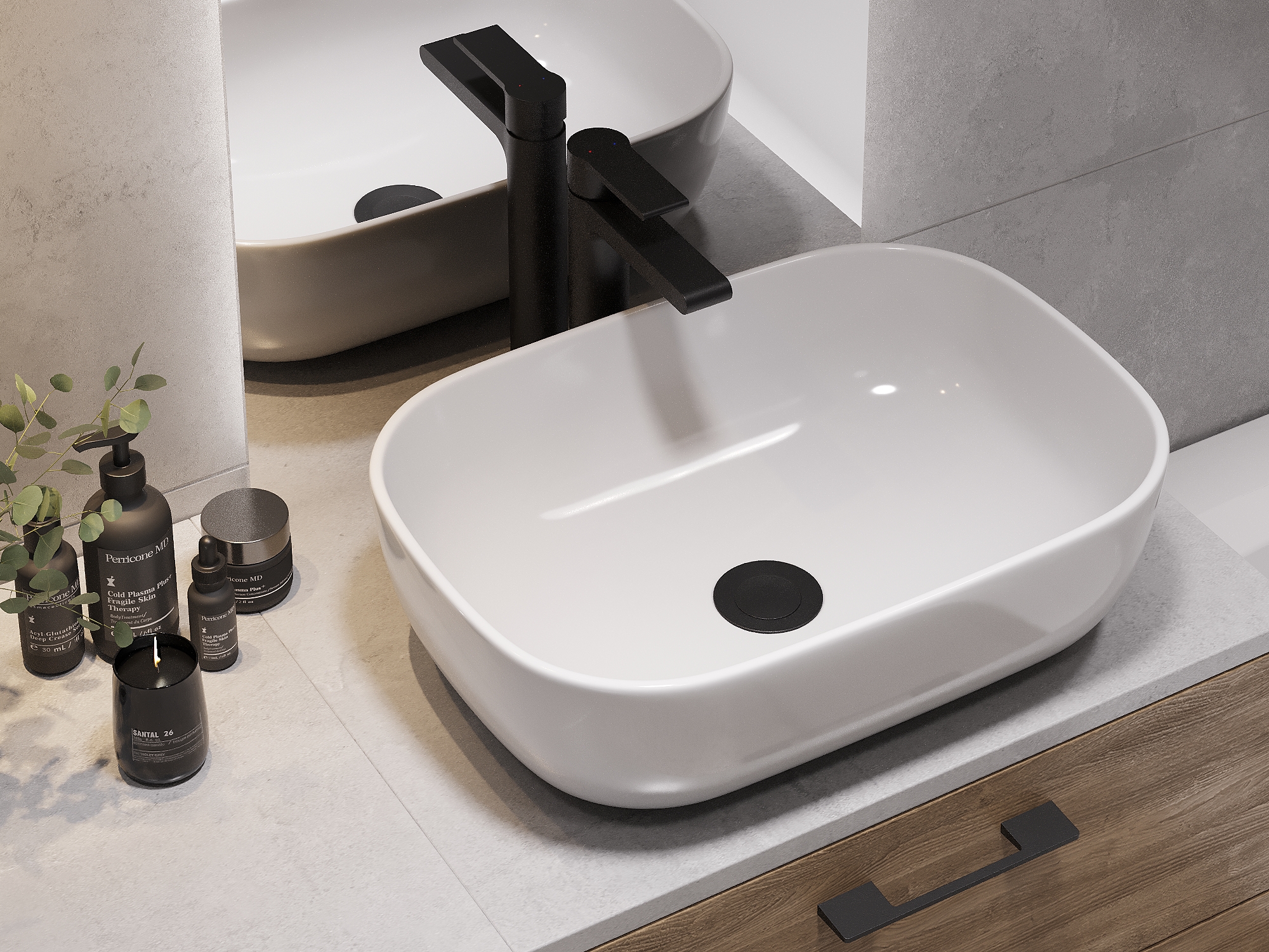 Столешница Cersanit STONE из керамогранита Balance 60x45x2 серый матовый (64185) - фото 3