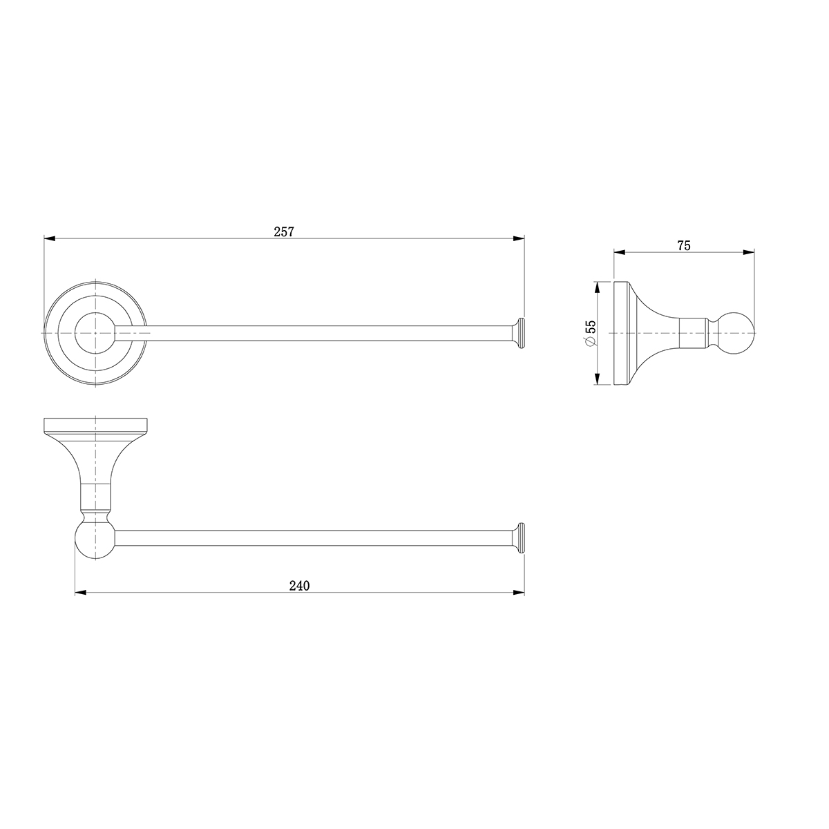 Полотенцедержатель Lemark Пушкин (Pushkin) настенный, сталь, хром (LMA-8613S1-C) - фото 2