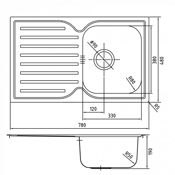 Кухонная мойка IDDIS 780*480, Strit S (STR78SDi77) - фото 4