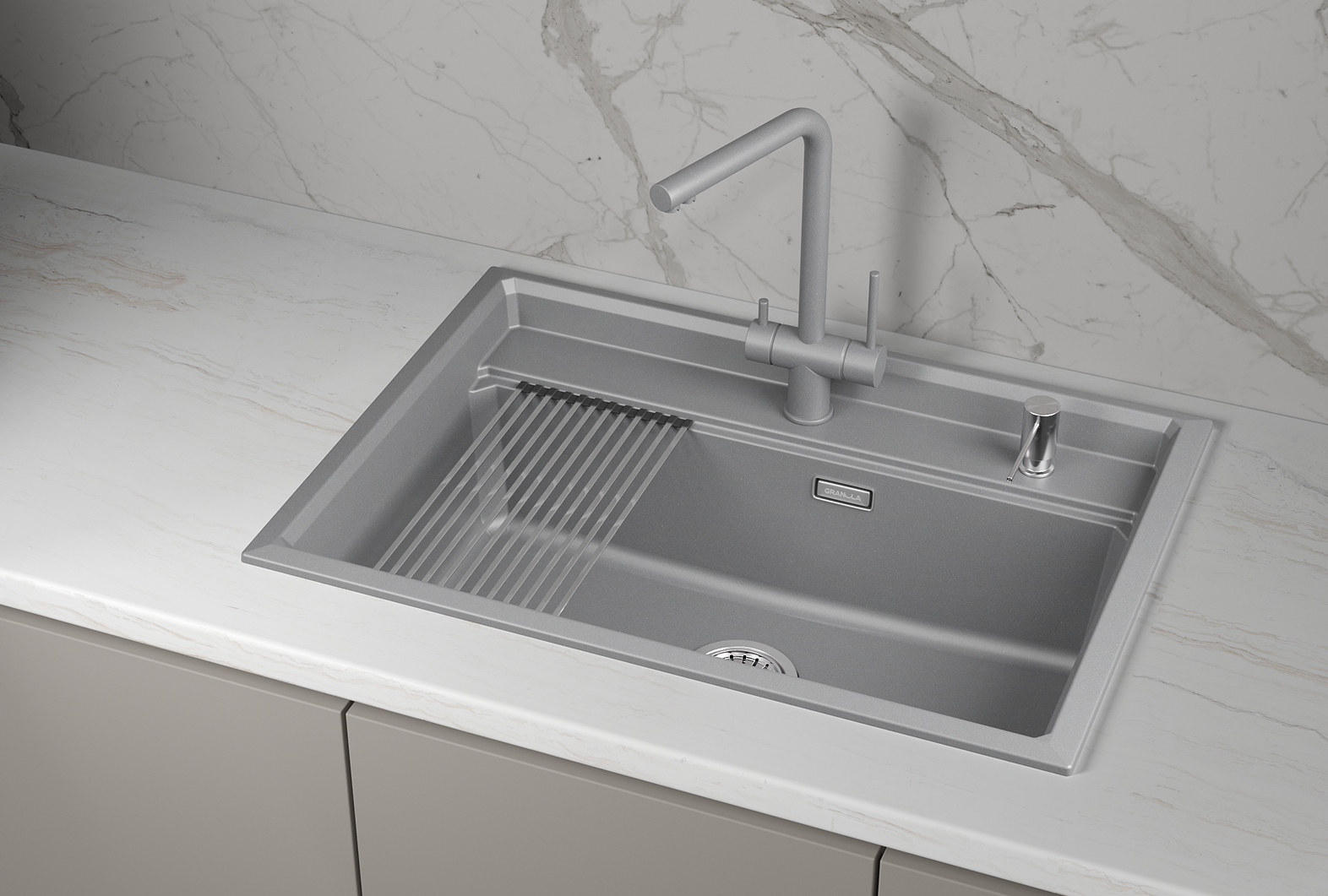 Кухонная мойка GRANULA кварц (7301i, АЛЮМИНИУМ) - фото 3