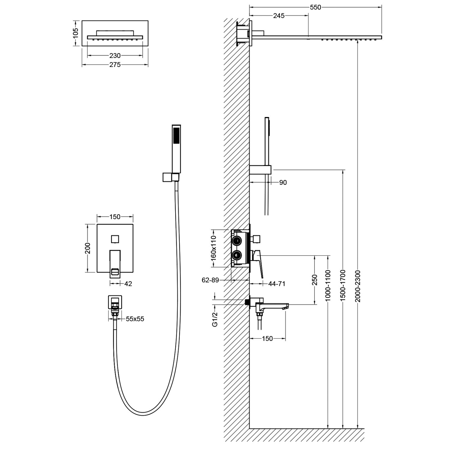 Душевая система встроенная Timo Briana (SX-7119/03SM) черный - фото 3