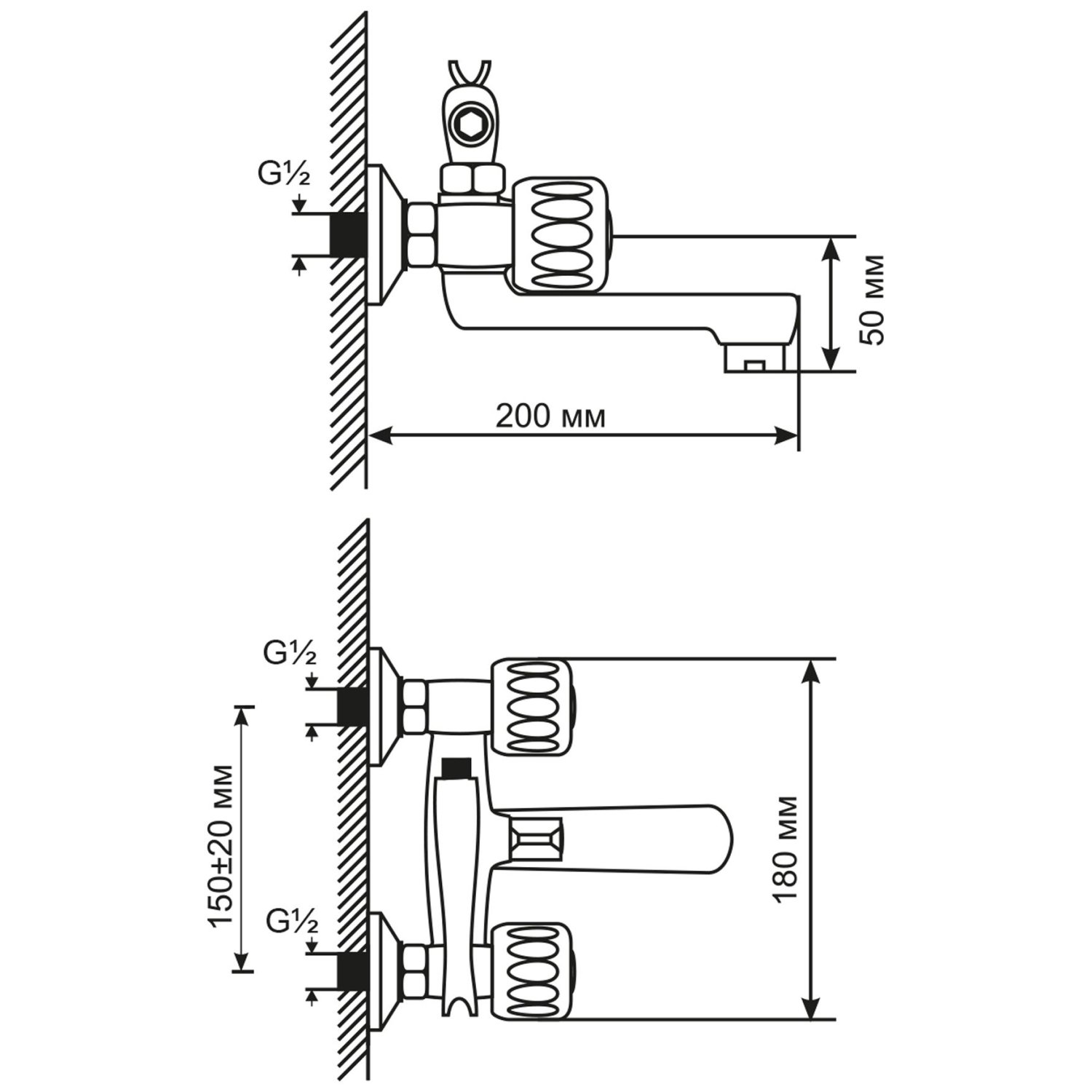 Смеситель для ванны MIXLINE ML02-01 (529845) - фото 3