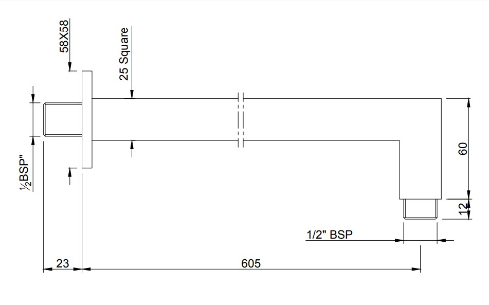 Кронштейн для верхнего душа Jaquar 605 мм, черный матовый (SHA-BLM-455L600) - фото 2