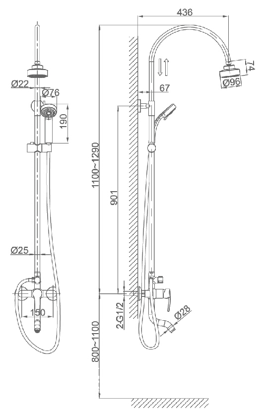 Душевая система D&K Rhein Valerius (DA1363701C11) Душевая система D&K Rhein Valerius (DA1363701C11)
