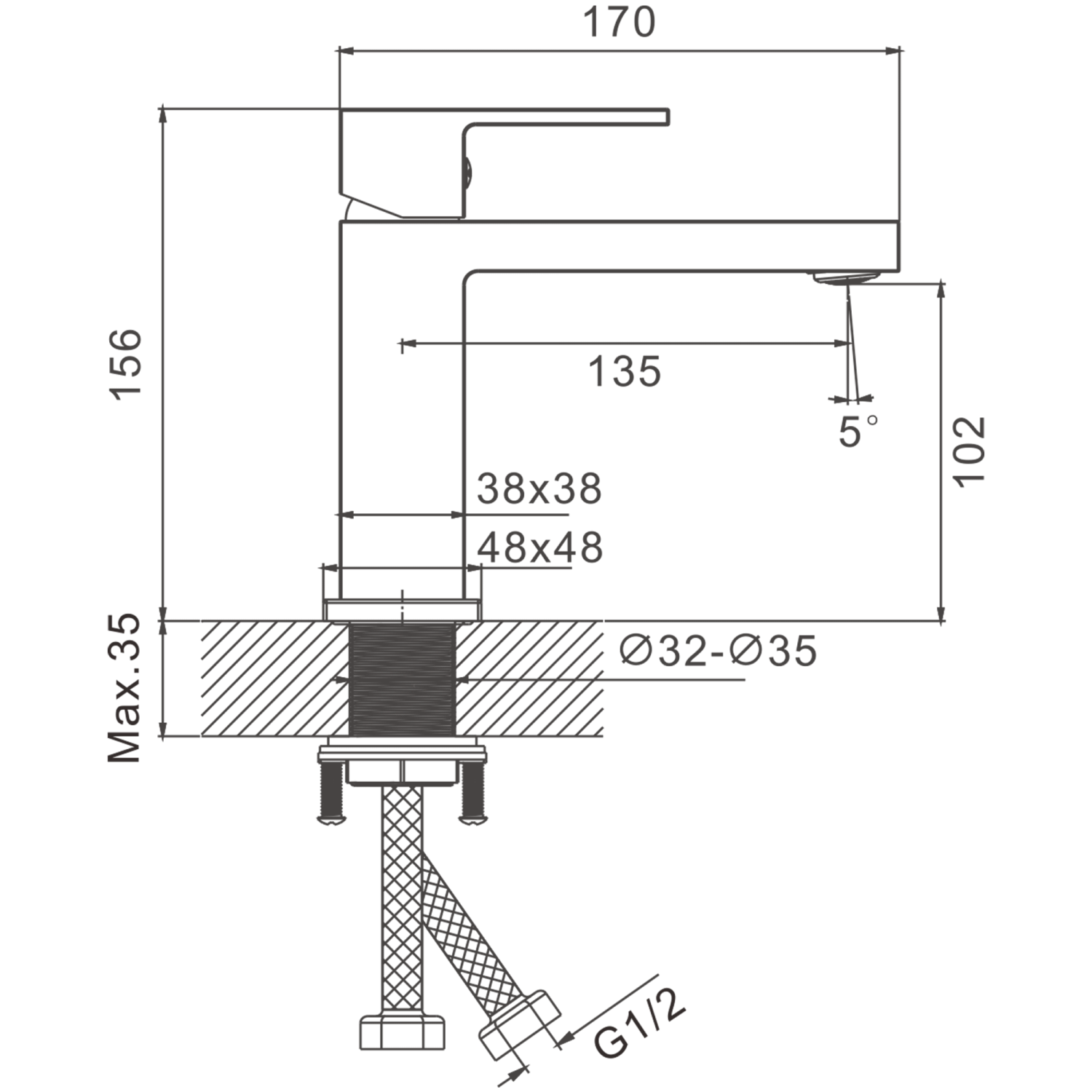Смеситель для раковины BELZ хром (B10658) - фото 2