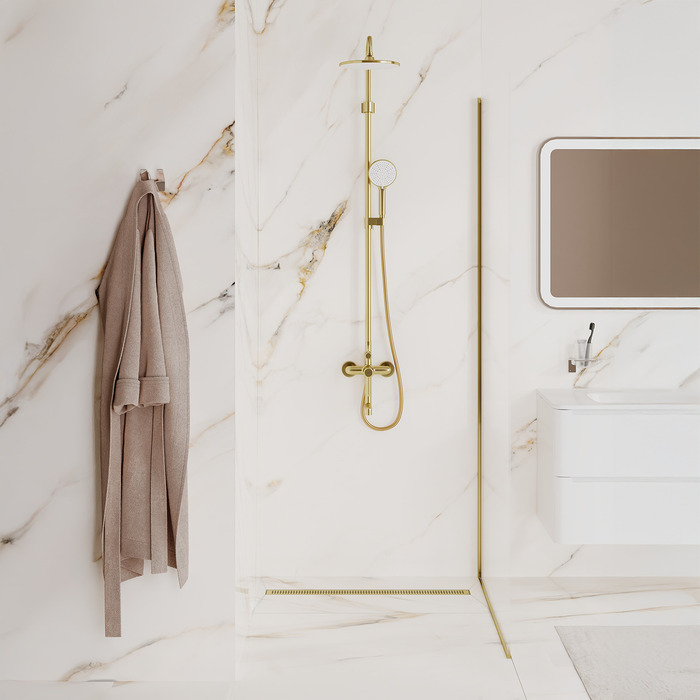 Лоток душевой IDDIS Perfex сифон 360, комбинированный затвор, перфорированная решетка, 800мм, золото (975B8MG20DZ) - фото 3