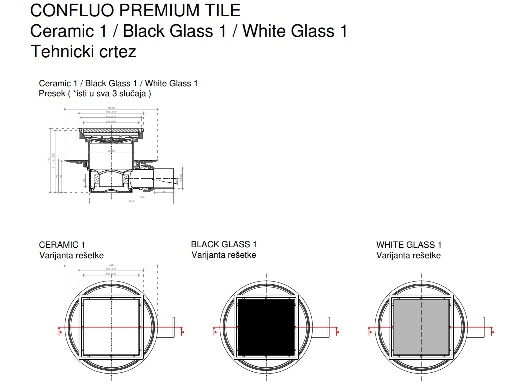 Точечный трап Pestan Confluo Standard 15х15 Black Glass Gold (13000152) - фото 5