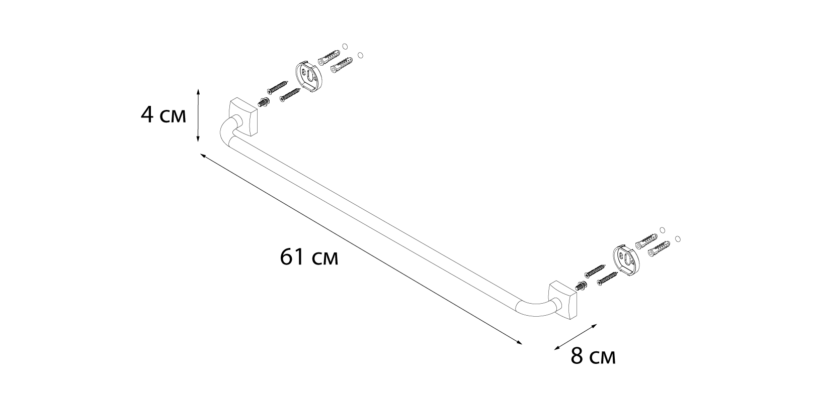 Полотенцедержатель FIXSEN Kvadro трубчатый 60 (FX-61301) - фото 3