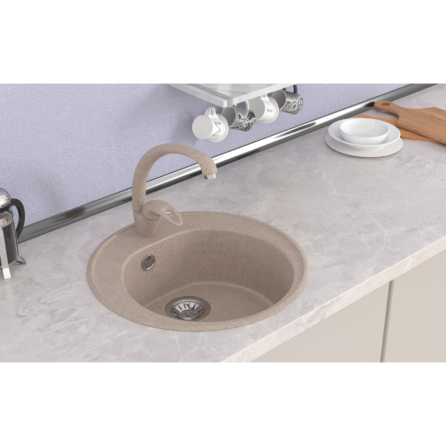 Мойкa MIXLINE ML-GMS02 СТАНДАРТ круглая, песочный (302), 505мм (глуб. чаши 165) (551090) Мойкa MIXLINE ML-GMS02 СТАНДАРТ круглая, песочный (302), 505мм (глуб. чаши 165) (551090) - фото 3
