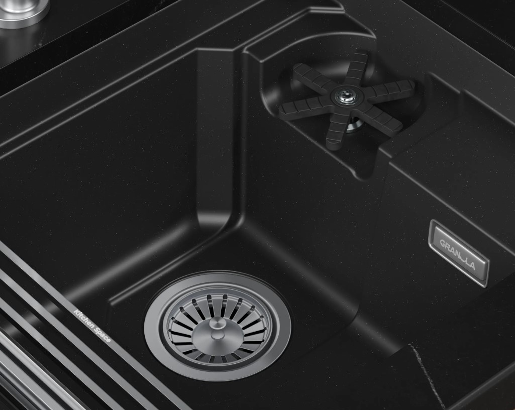 Кухонная мойка GRANULA KITCHEN SPACE RINZER кварц (5505RU, ШВАРЦ) - фото 5