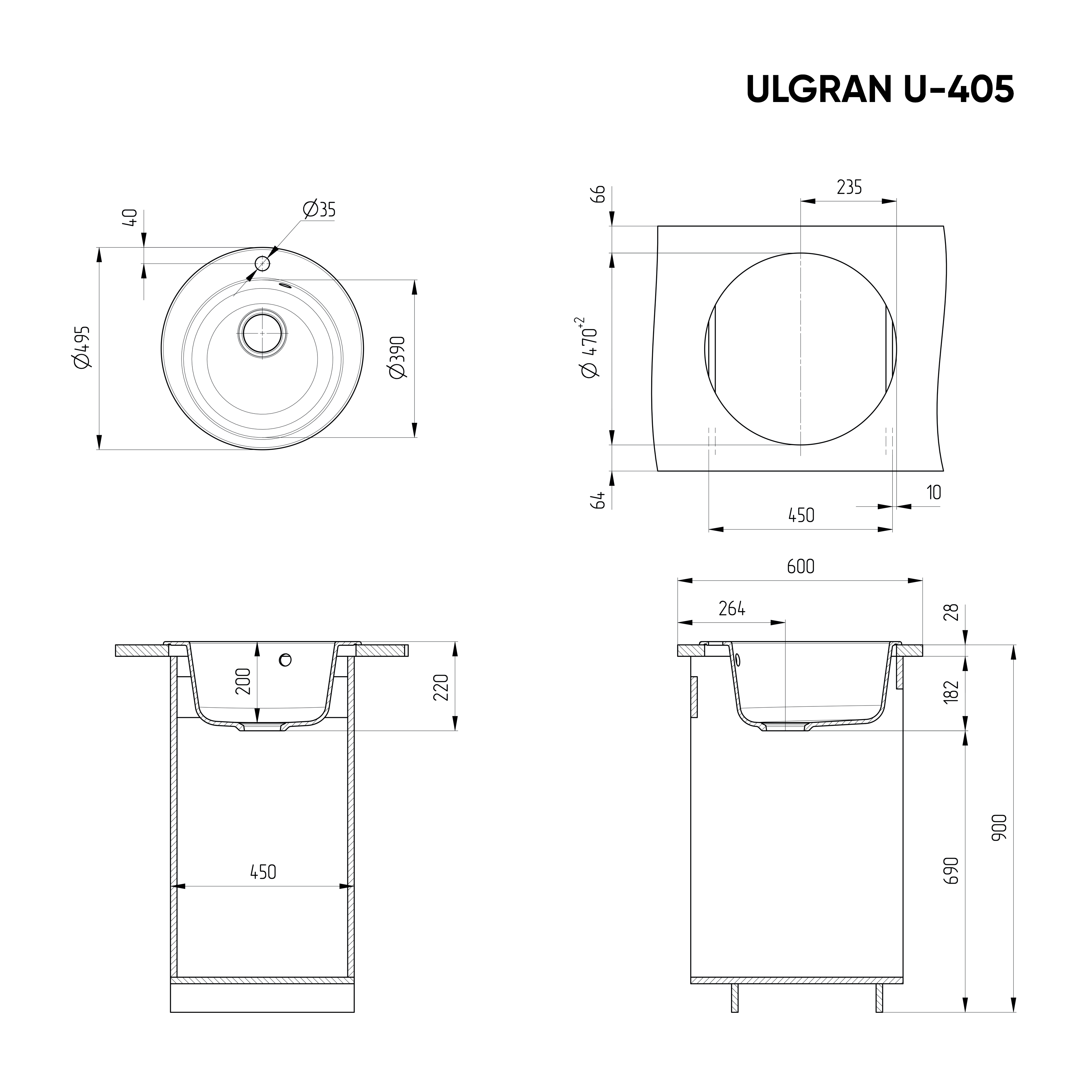 Мойка Ulgran Classic антрацит (U-405-343) - фото 4