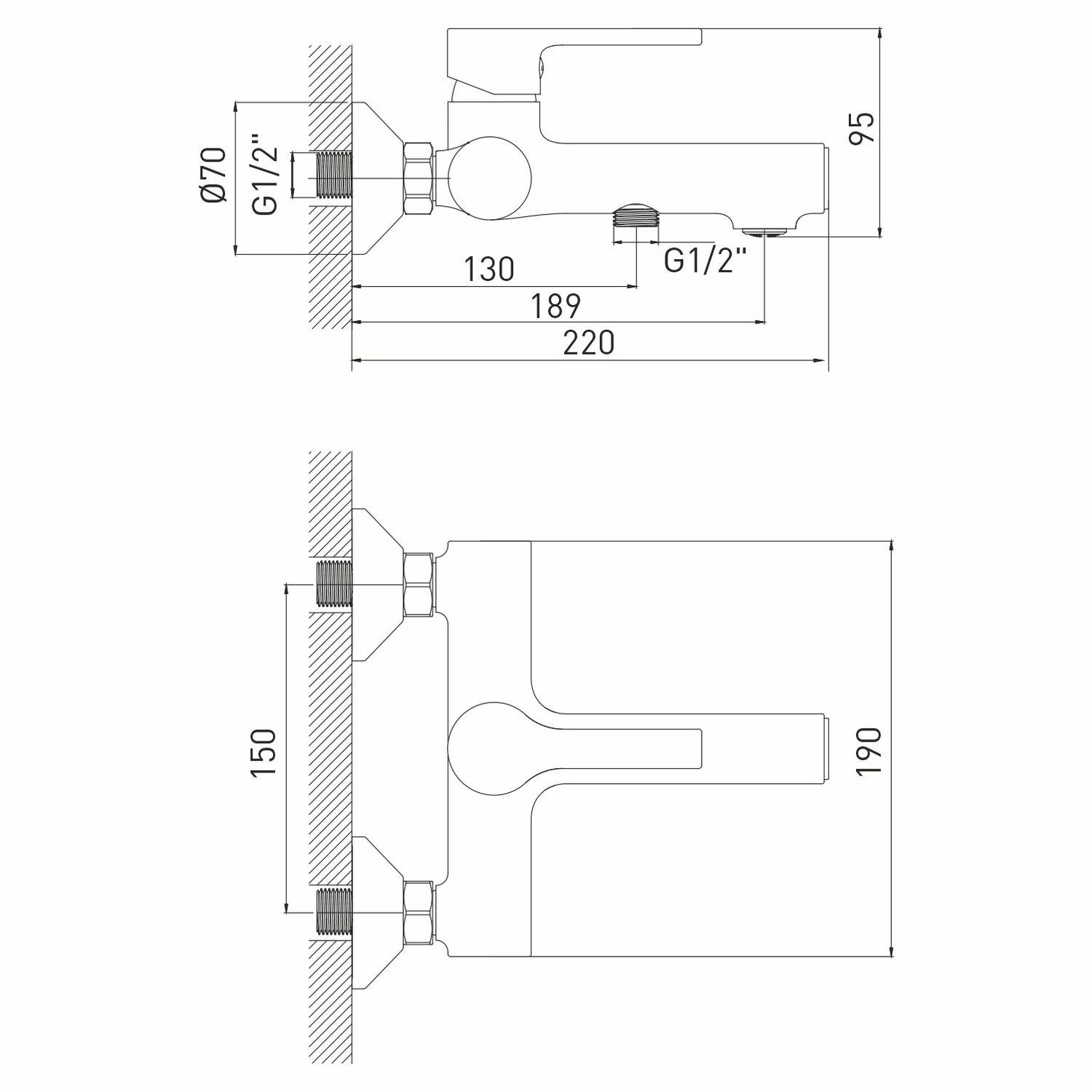 Смеситель для ванны 35k MIXLINE ML22-01 "Round" (550745) - фото 5