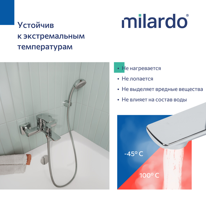 Смеситель для ванны,хром глянцевый, Poli, Milardo (POLSB00M02) - фото 13
