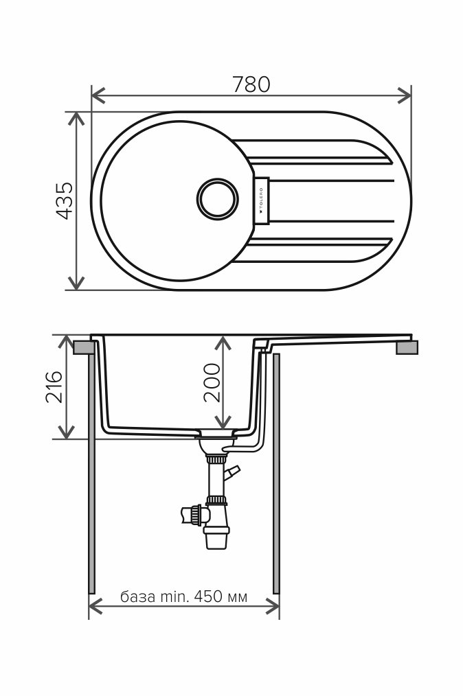 Кухонная мойка TOLERO TL-780 (TL-780 №701 серый) - фото 3