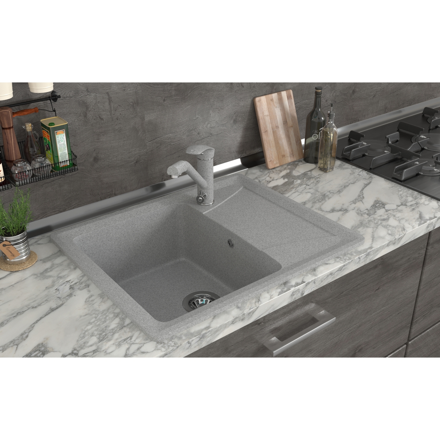 Мойка MIXLINE ML-GMS03 СТАНДАРТ с крылом, светло-серый (310), 605*490*190мм (551098) Мойка MIXLINE ML-GMS03 СТАНДАРТ с крылом, светло-серый (310), 605*490*190мм (551098) - фото 3