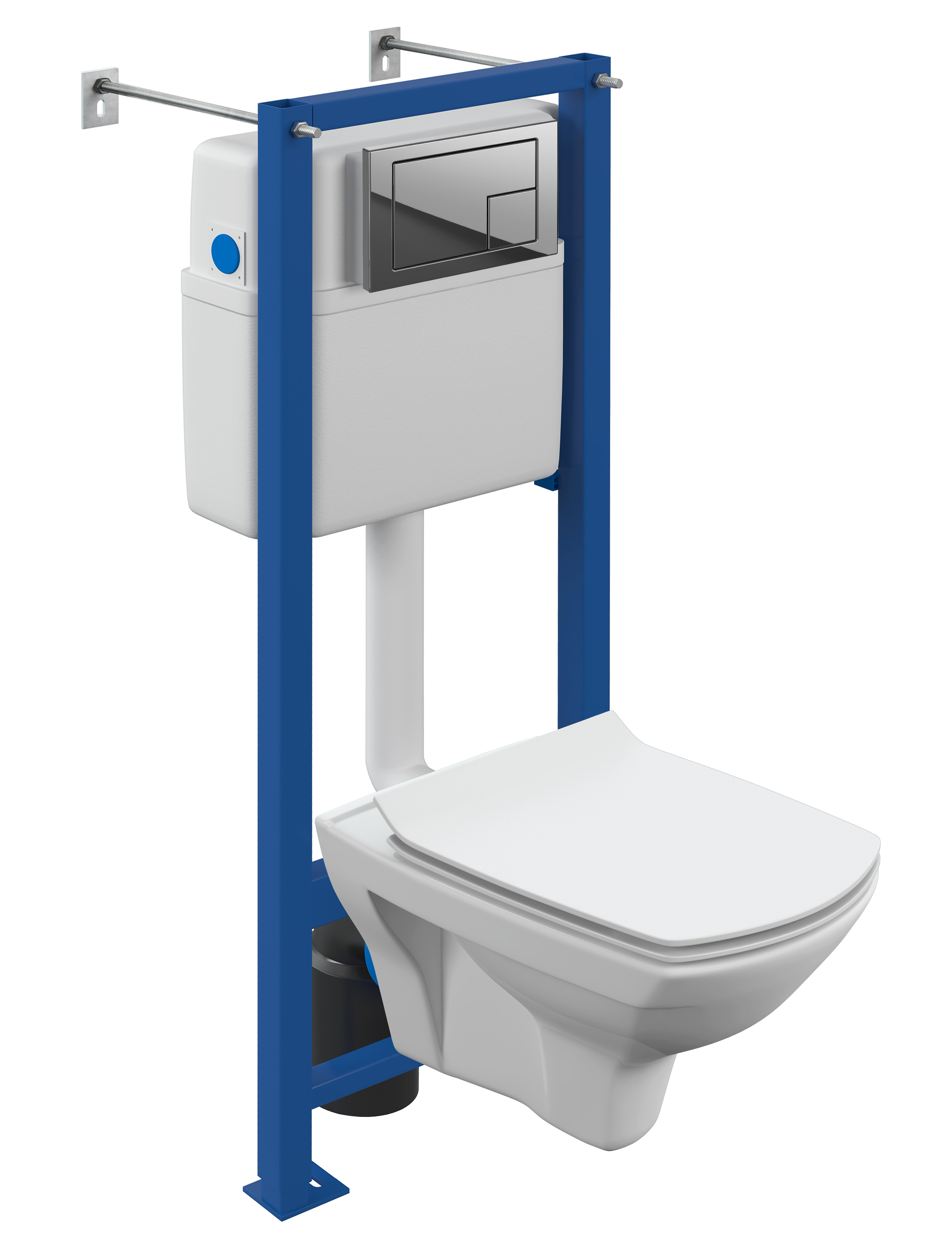 Комплект Cersanit  CARINA XL CO DPL EO slim инсталляция VECTOR кнопка CORNER пластик хром глянцевый (64441)