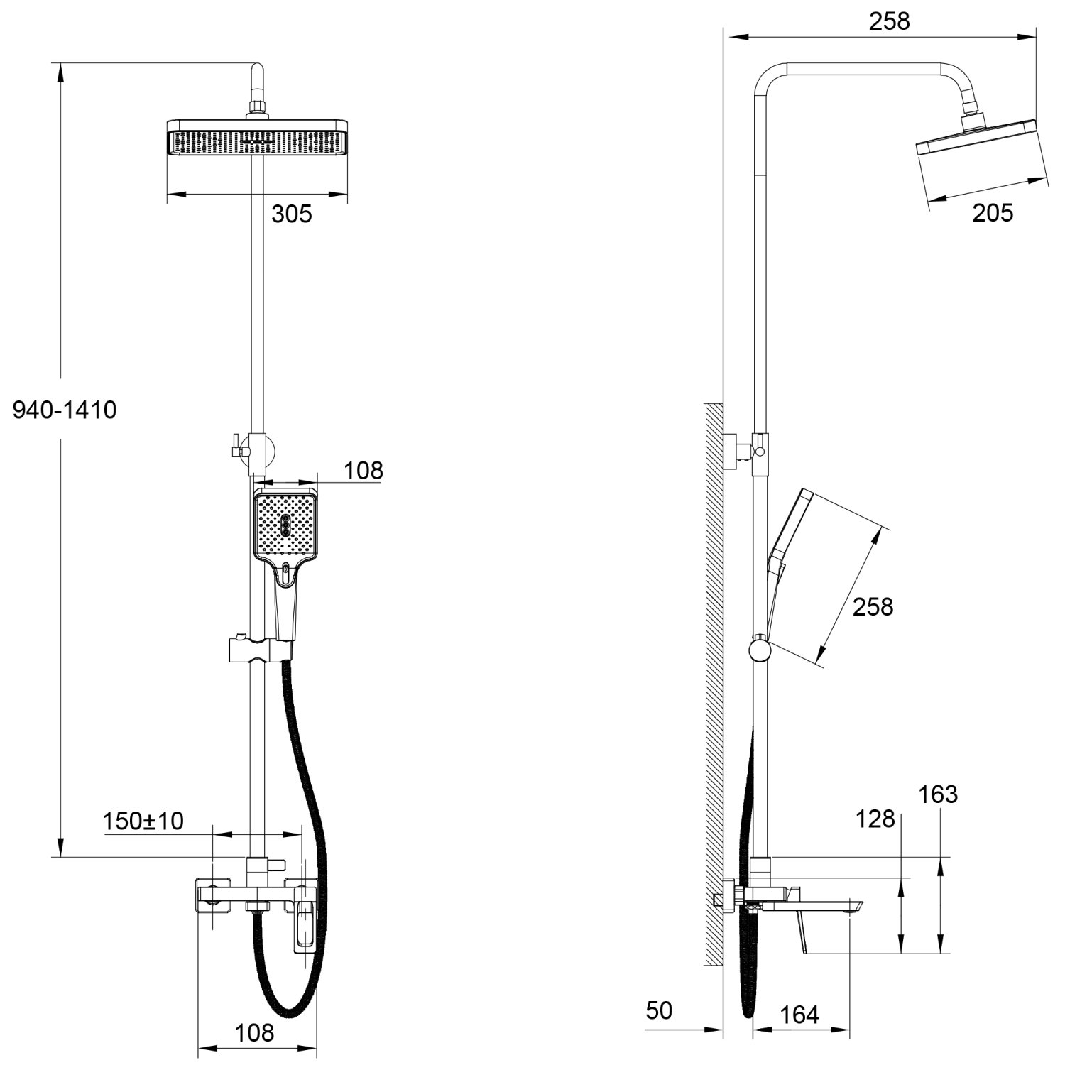 Душевая система HAIBA цвет: черный (HB24732-7) - фото 2