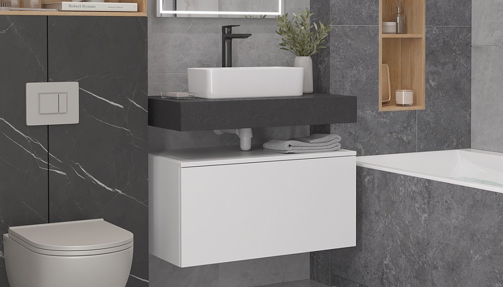 Тумба подвесная Velvex Unit 80, выс. 40, выдв. ящик, внутр. ящик, белый матовый (tp.UNI.80.2Y белый матовый) - фото 2