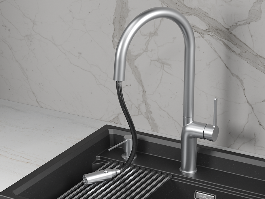 Смеситель для кухни GRANULA (9010, НЕРЖ) - фото 3