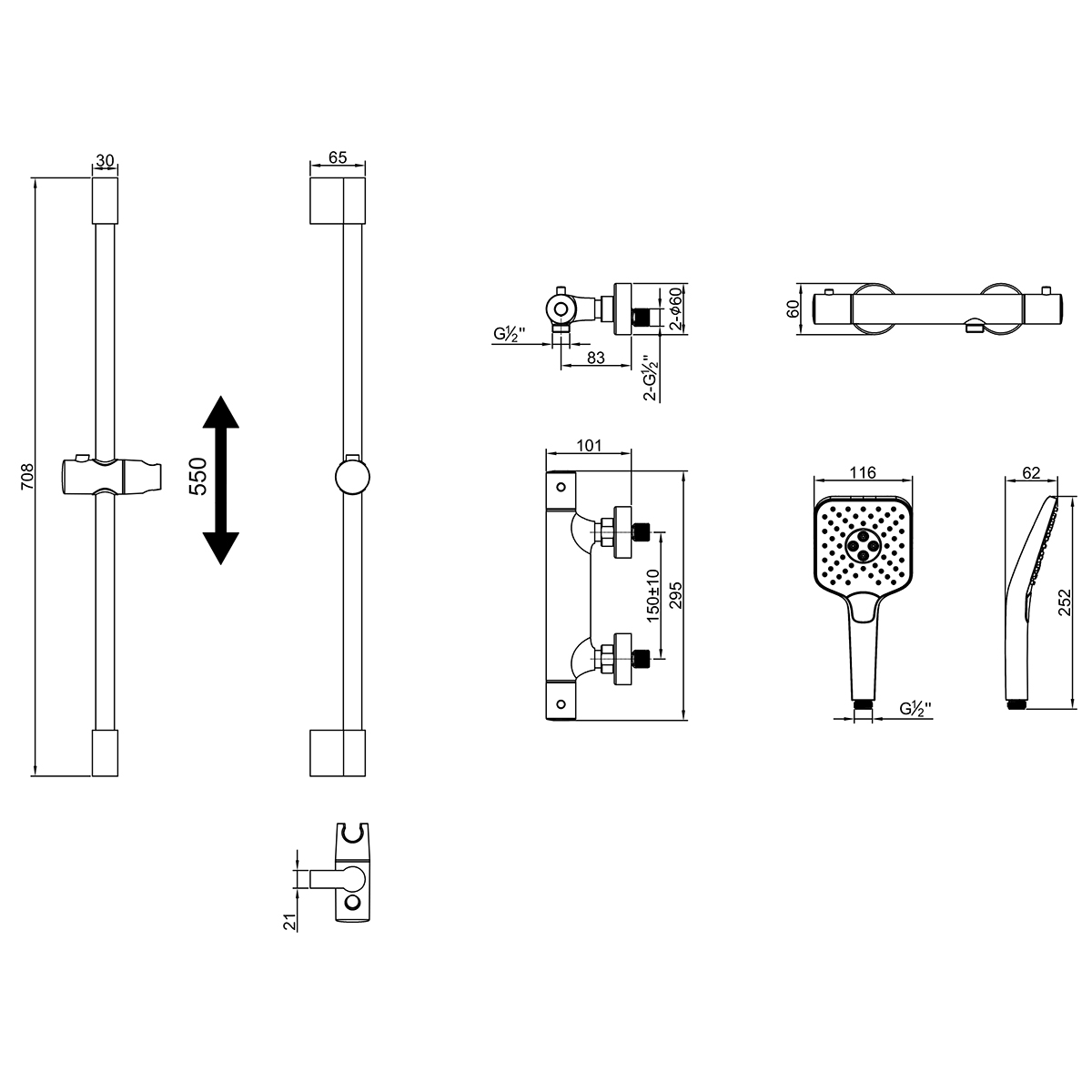 Смеситель Lemark Valday для душа, термостатический (LMF-8144B-BL) - фото 2