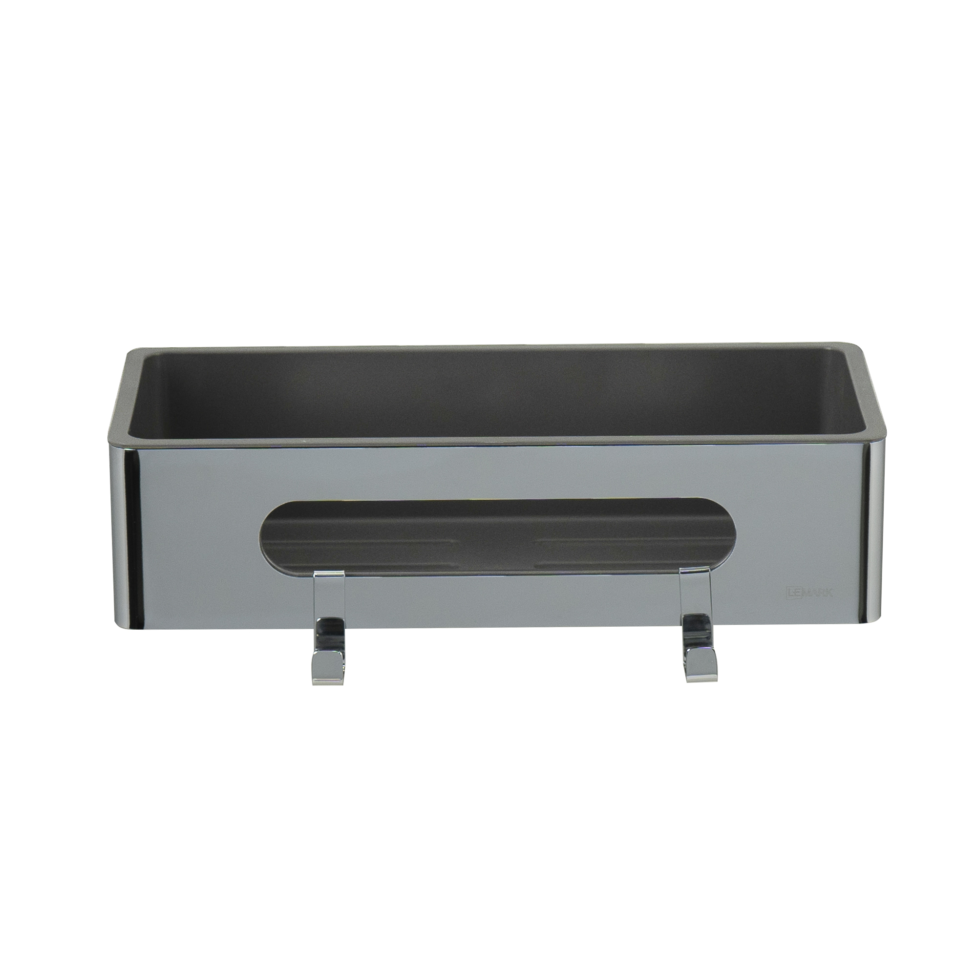 Полка для душа прямая Lemark SHELF LINE из нерж. стали с крючками, хром/вставка-пластик графит (9771043) Полка для душа прямая Lemark SHELF LINE из нерж. стали с крючками, хром/вставка-пластик графит (9771043) - фото 3