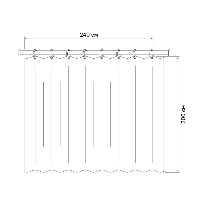 Штора для ванной IDDIS Бэйс (Base) 200x240 см, полиэстер, белый (BL08P24i11) - фото 2