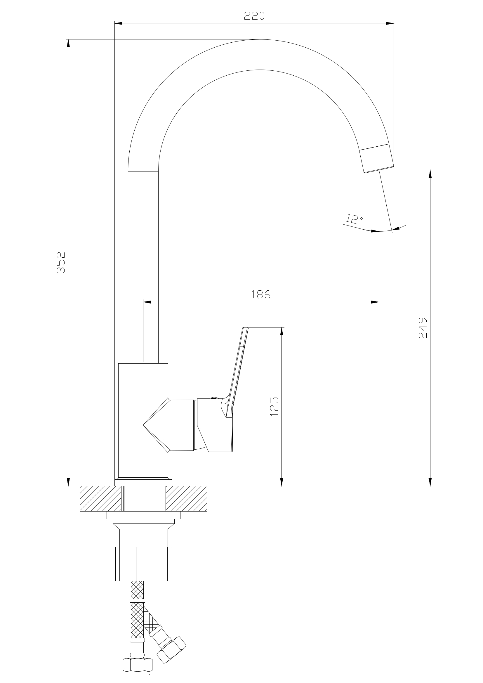 Смеситель для кухни DQ Leipzig высокий хром (DA1762401) - фото 7
