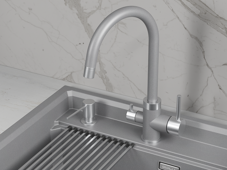 Смеситель для кухни GRANULA (5169, АЛЮМИНИУМ) - фото 2