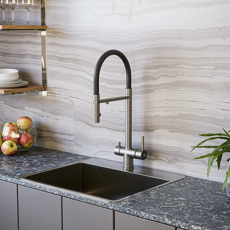 Смеситель для кухонной мойки DQ с фильтром сатин (DA1462504Satin) - фото 3