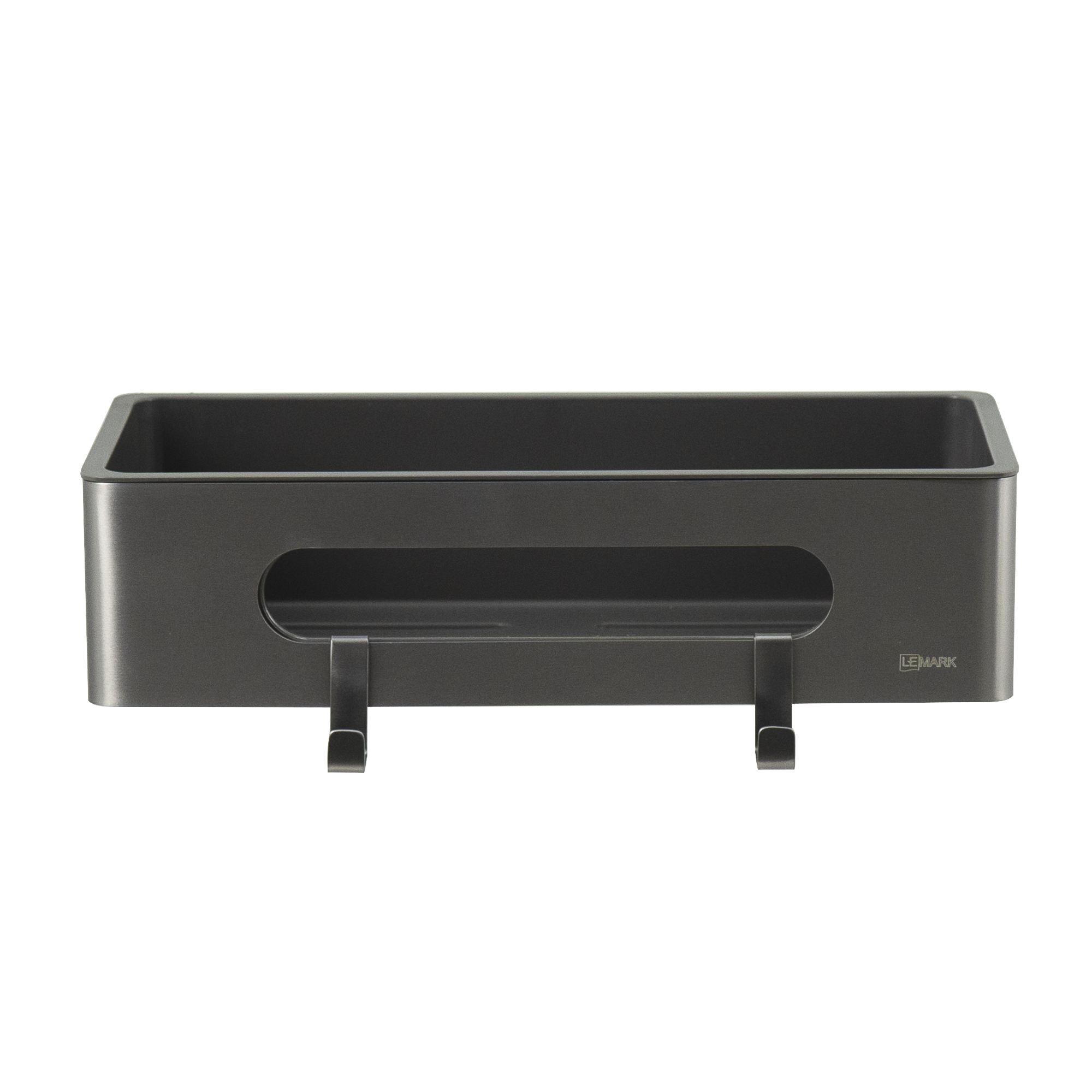 Полка для душа прямая Lemark SHELF LINE из нерж. стали с крючками, графит/вставка-пластик графит (9776045) Полка для душа прямая Lemark SHELF LINE из нерж. стали с крючками, графит/вставка-пластик графит (9776045) - фото 3