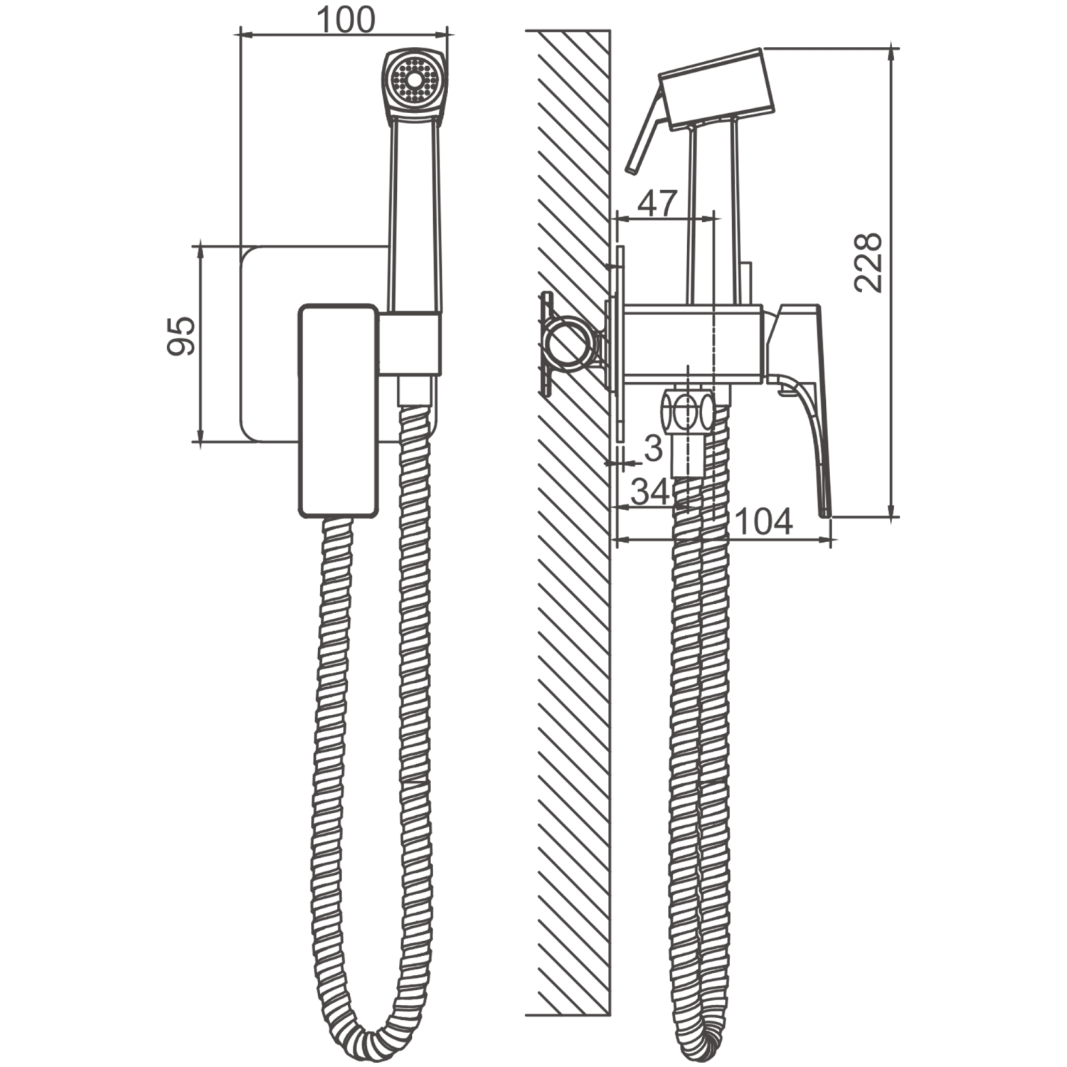 Смеситель гигиенический BELZ цвет: оружейная сталь (B55709-3) - фото 2