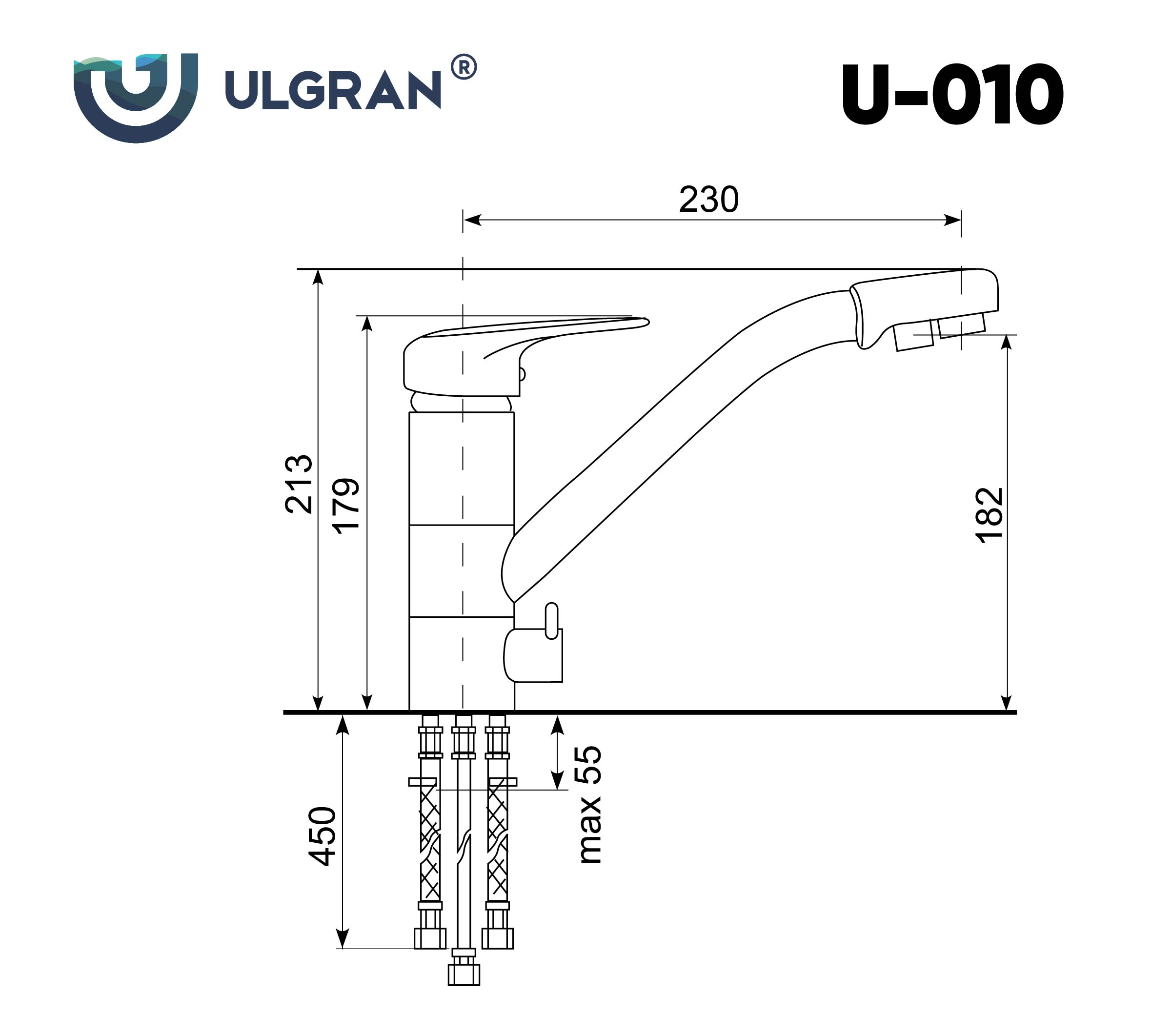 Смеситель для кухни ULGRAN Classic белый (U-010-331) - фото 3