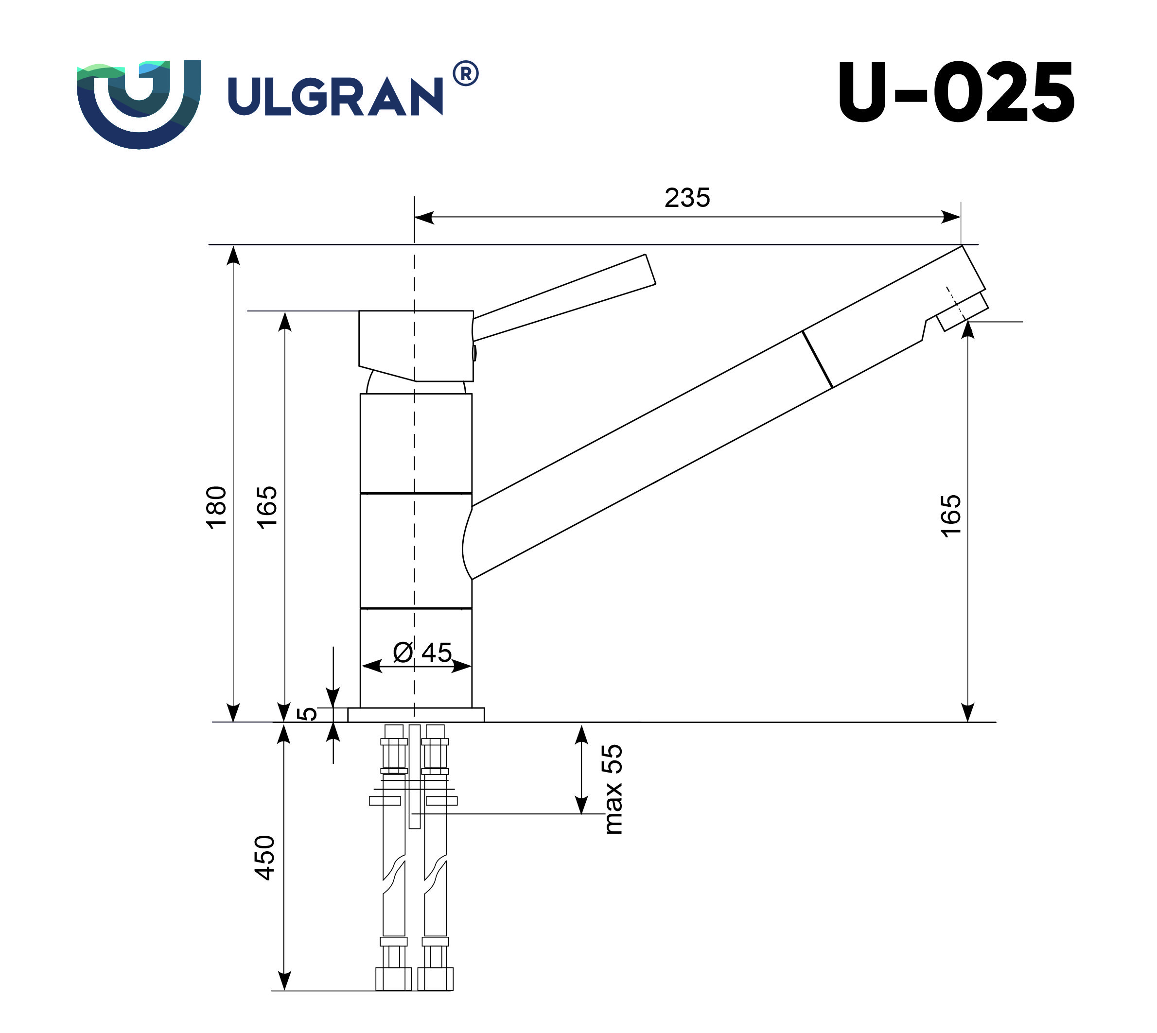 Смеситель для кухни Ulgran Classic ультра-белый (U-025-341) - фото 3