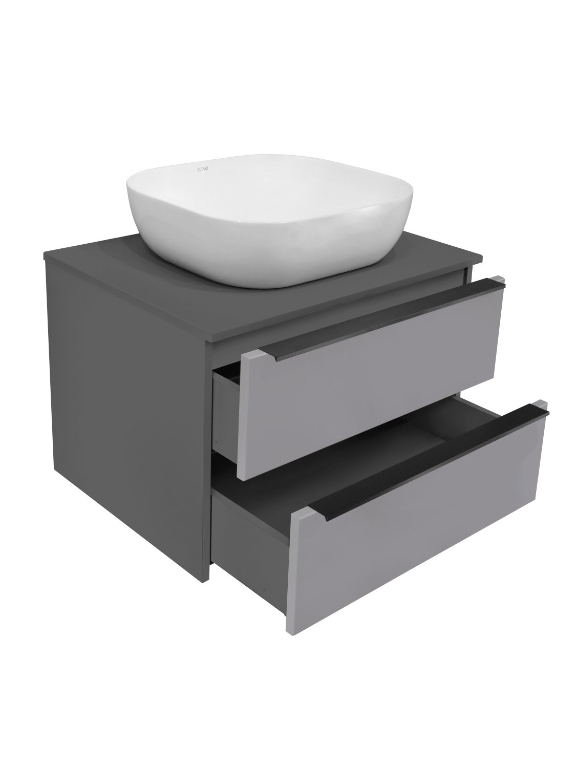 Тумба Runo Мальта 70 подвесная темно-серая/серая под накладной умывальник (00-00004895) - фото 2