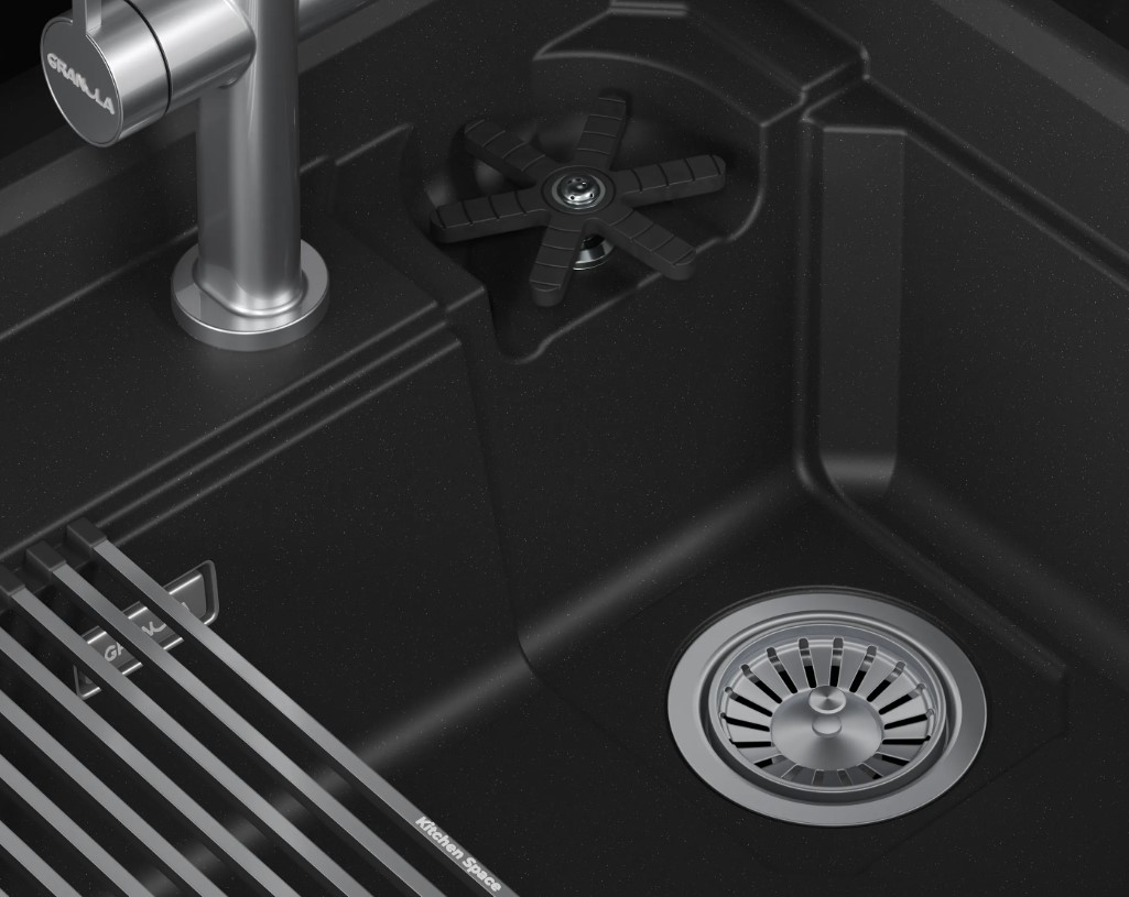 Кухонная мойка GRANULA KITCHEN SPACE RINZER кварц (7308R, ЧЁРНЫЙ) - фото 4