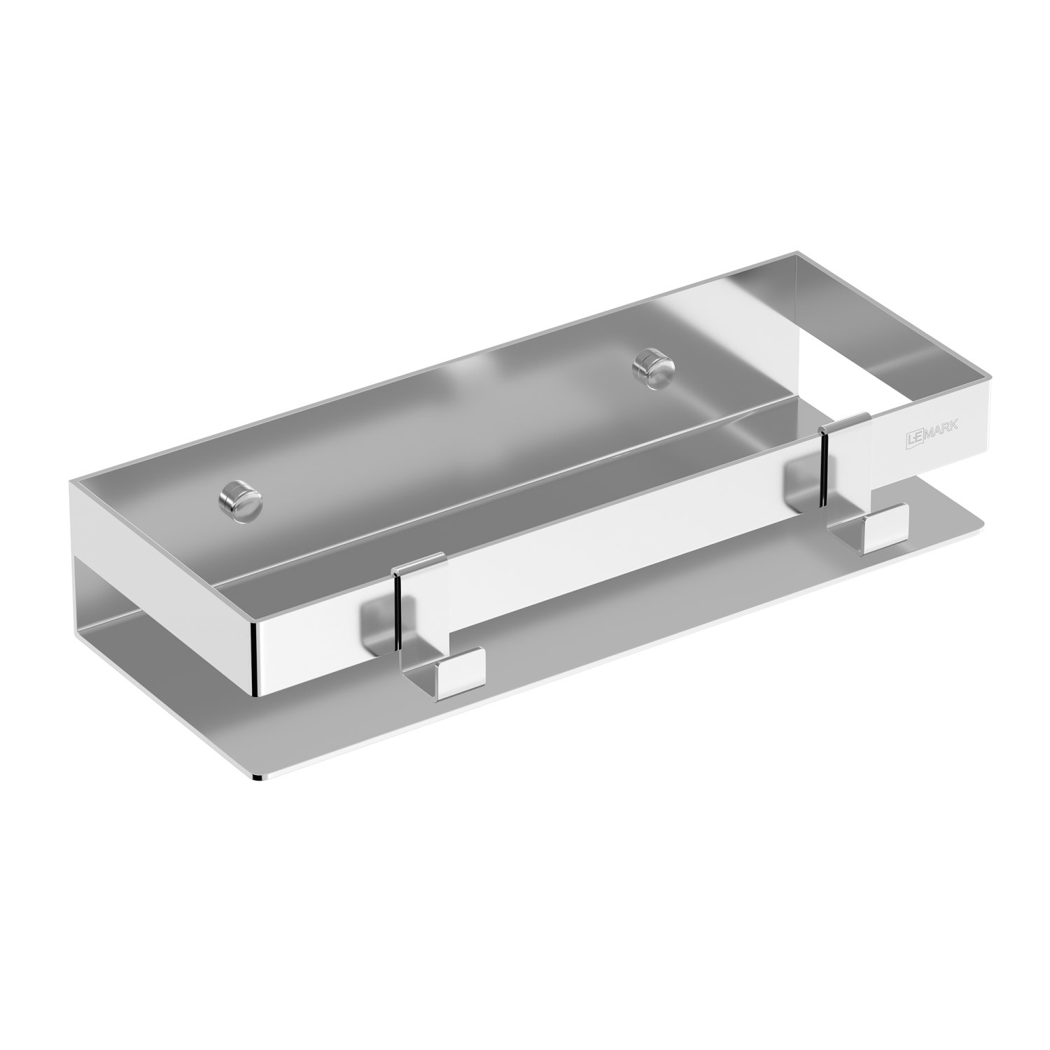 Полка для душа прямая Lemark SHELF LINE 300 мм из нерж. стали с крючками, хром (9771049) - фото 1