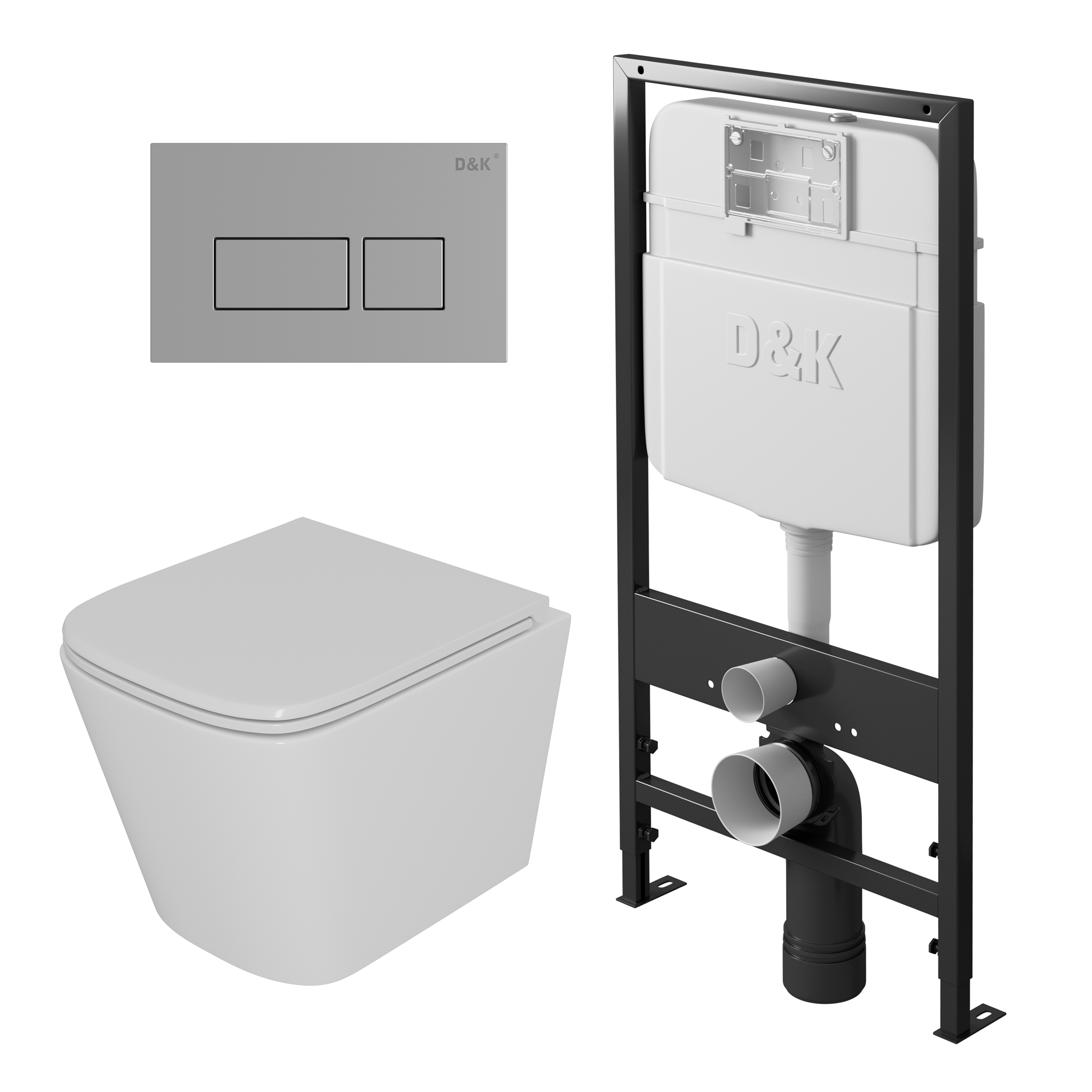 Комплект D&K DS1431605 унитаз DT1436016, инсталляция DI8055119, клавиша смыва DB1439001 Комплект D&K DS1431605 унитаз DT1436016, инсталляция DI8055119, клавиша смыва DB1439001 - фото 1