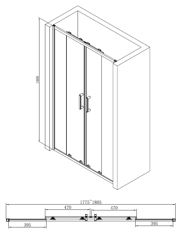 Душевая дверь ABBER Schwarzer Diamant (AG33180) Душевая дверь ABBER Schwarzer Diamant (AG33180)