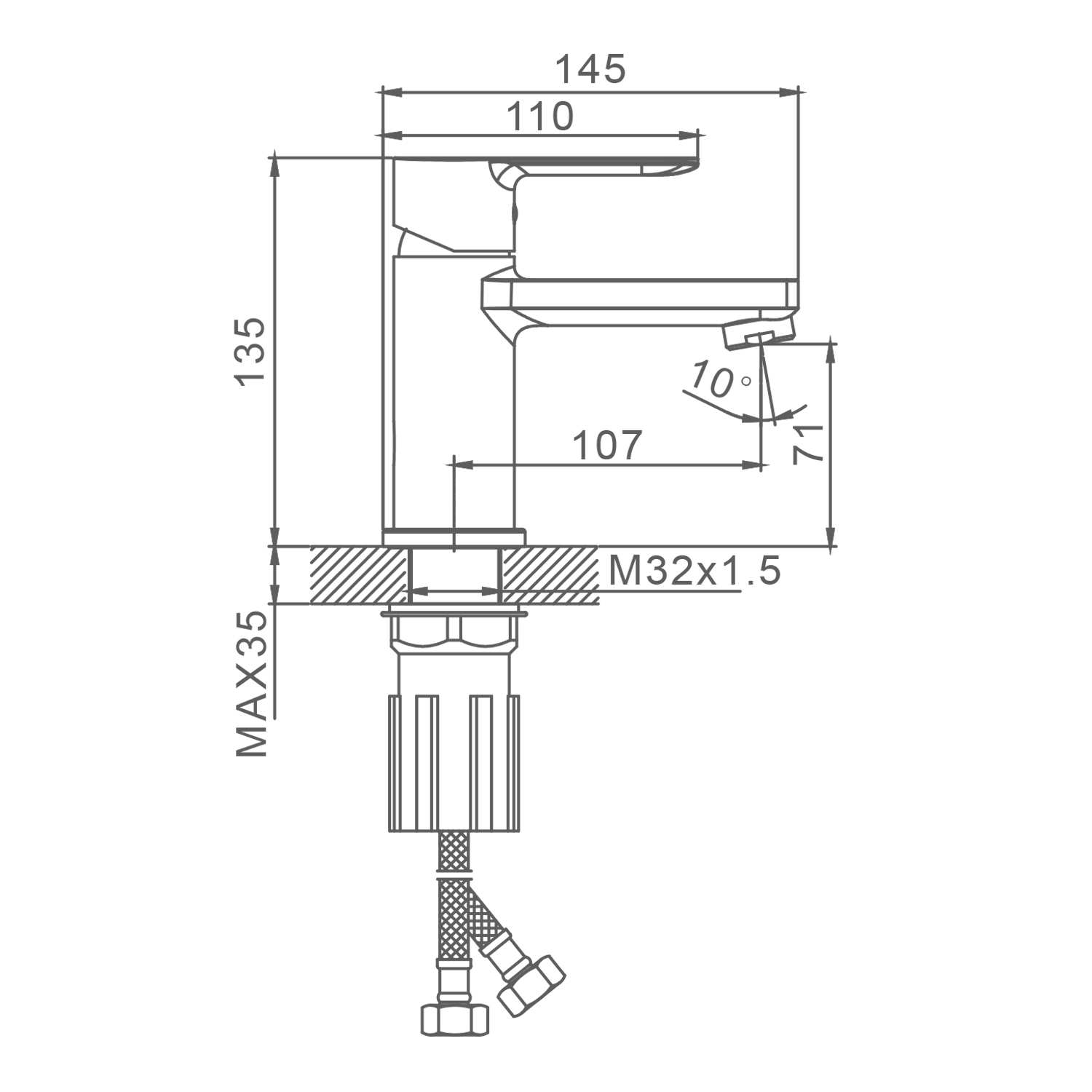 Смеситель Splenka для раковины монолитный, графит (S06.10.09) - фото 2