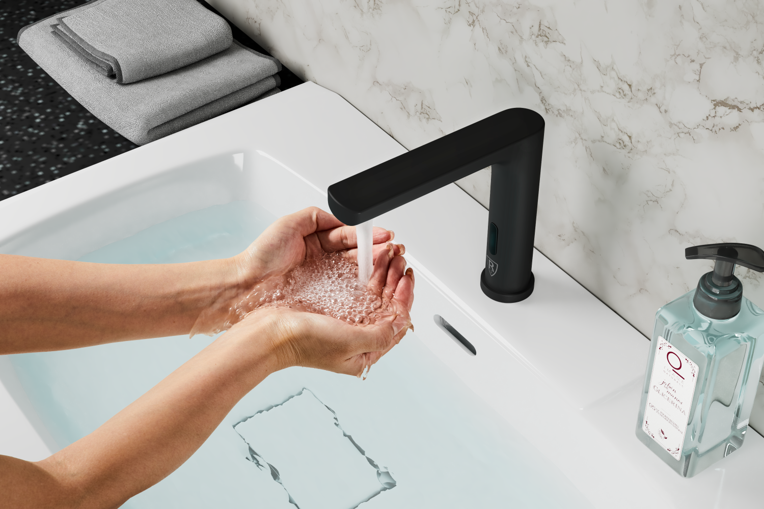 Смеситель для умывальника сенсорный черный RUSH Tinos (TI3732-12Black) - фото 2