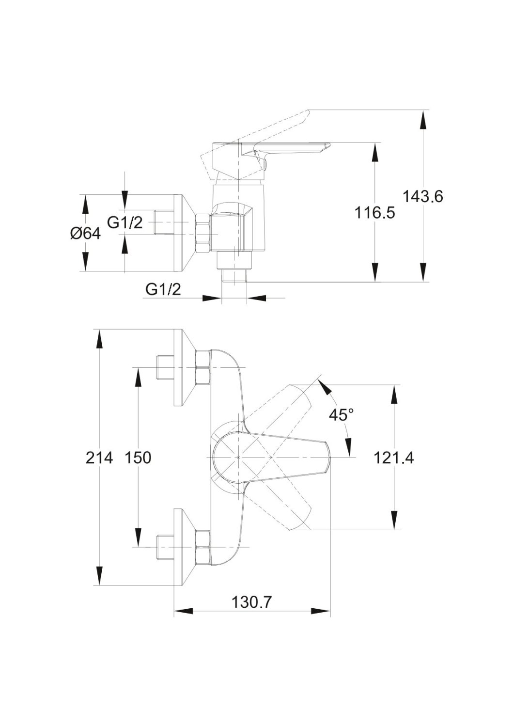 Смеситель для душа Cersanit VERO однорычажный (63062) - фото 3