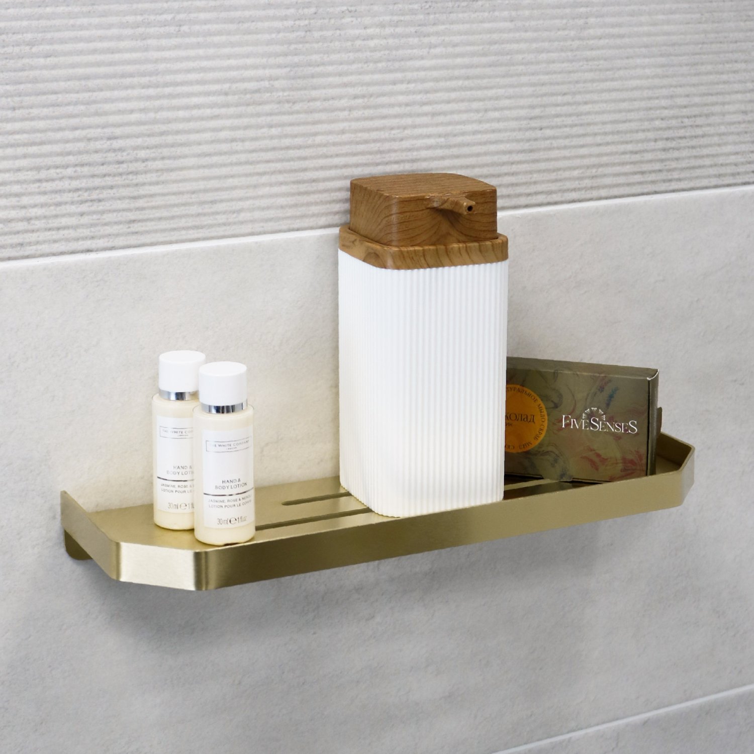 Полка прямоугольная одноэтажная Fixsen Hi-Tech золото-сатин (FX-843G) - фото 2