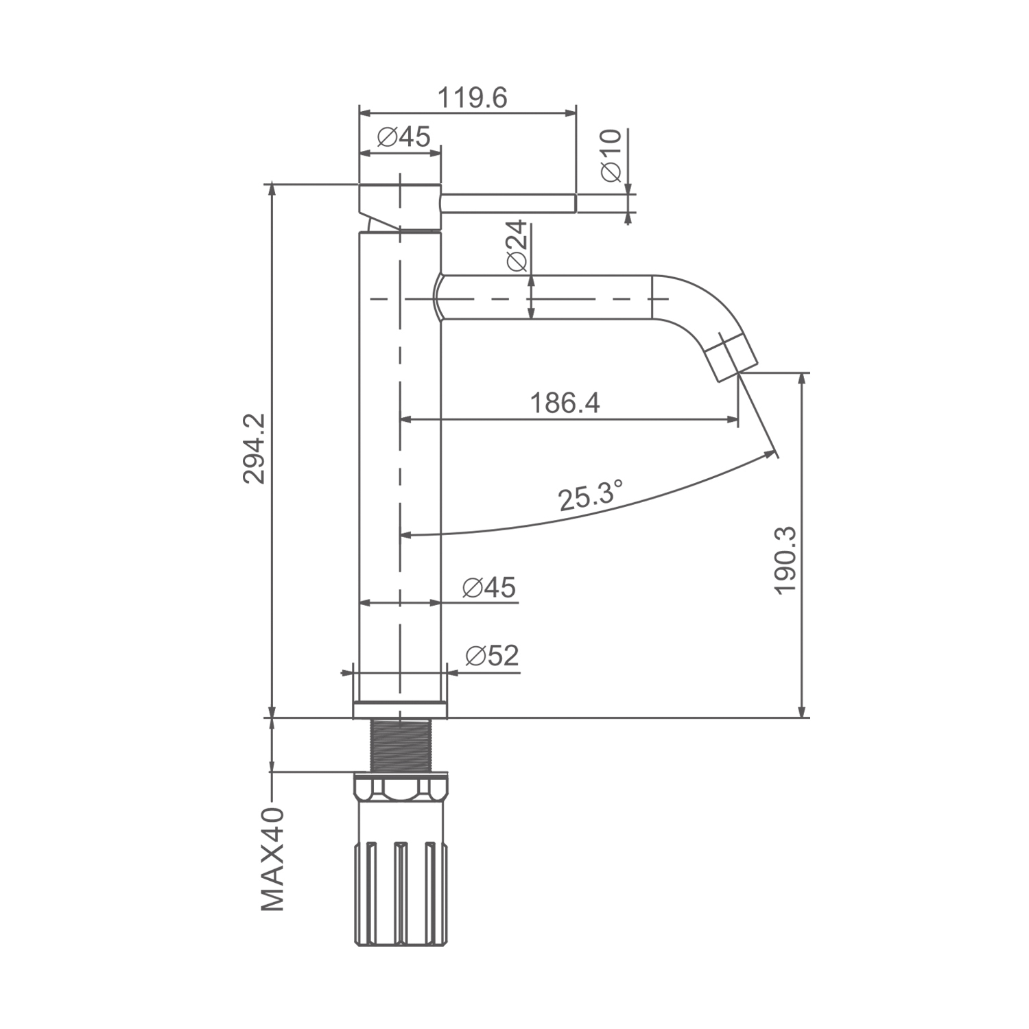 Смеситель Prohanss для раковины высокий монолитный, графит (P31.15.09) - фото 2