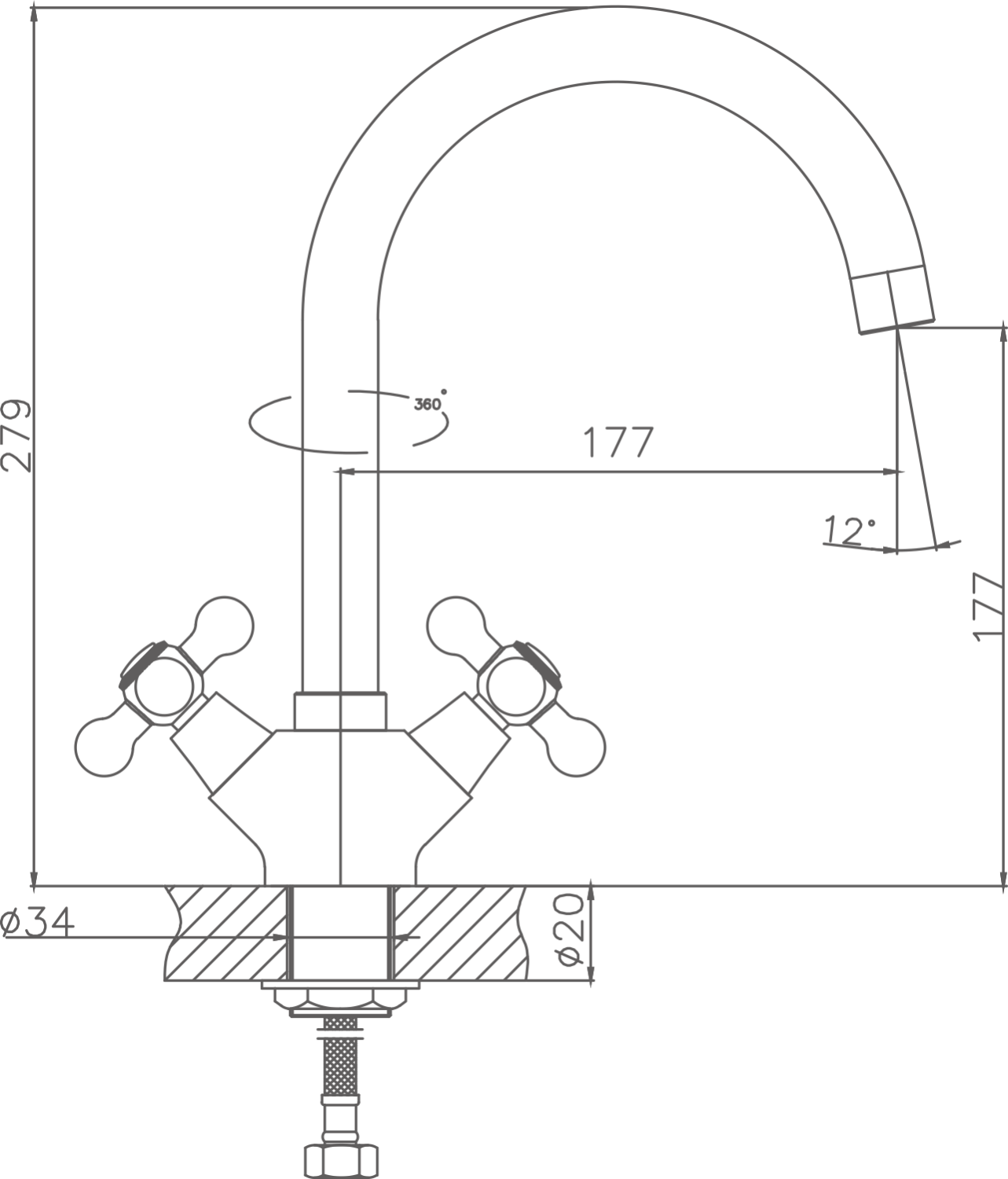 Смеситель для кухни Cron хром (CN4719) - фото 2