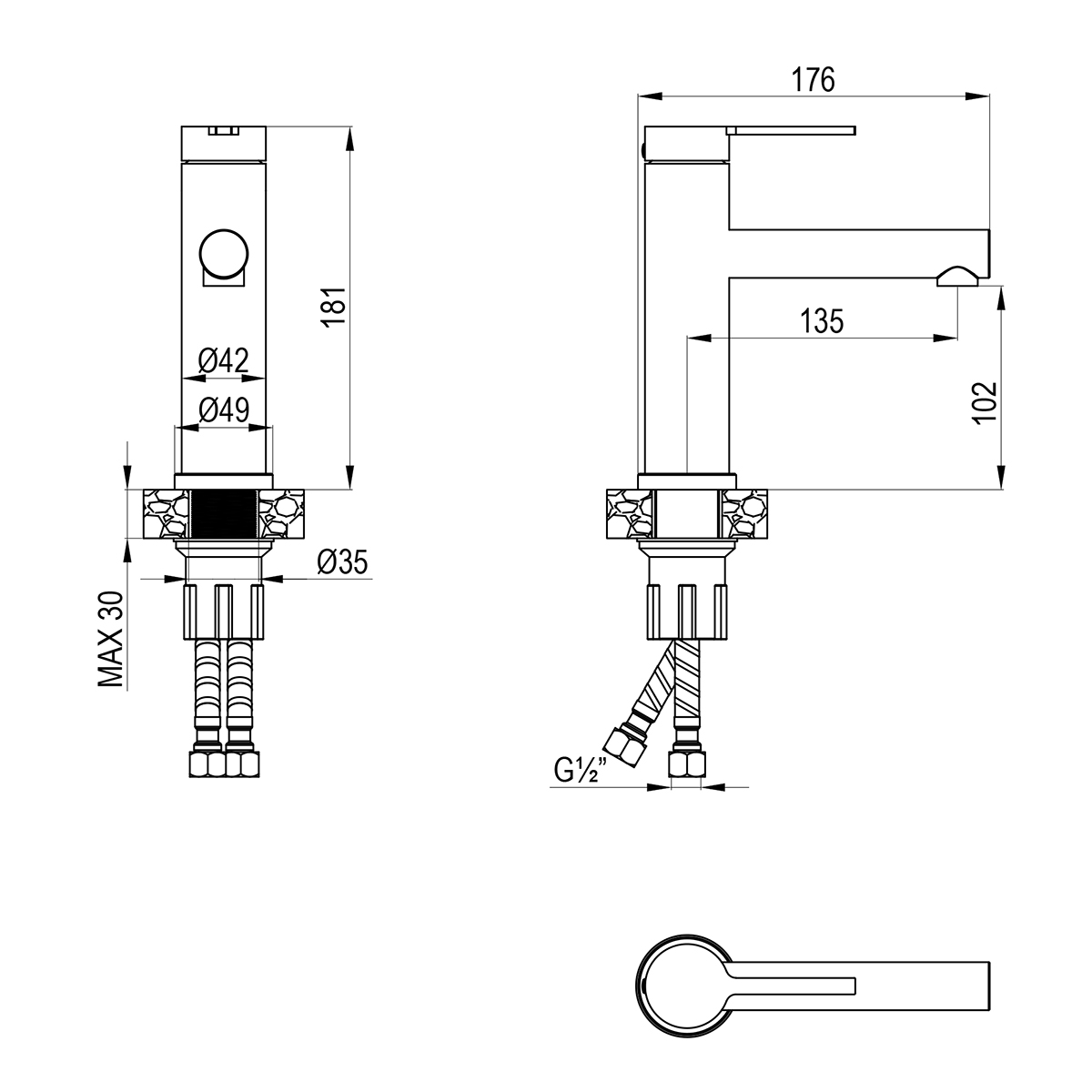 Смеситель Rossinka для раковины монолитный (RSF-1712S-BL) - фото 3