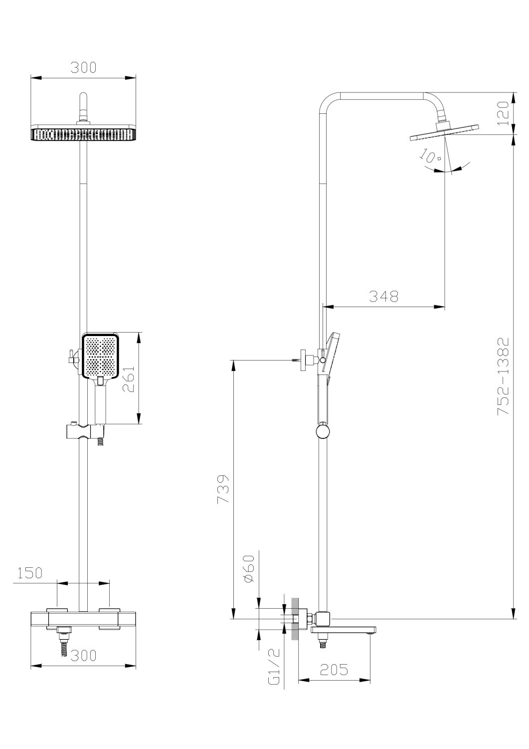 Тропическая душевая система RUSH термостатическая с изливом хром (ST4235-60) - фото 3